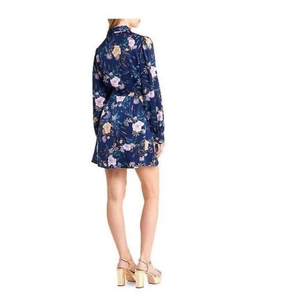 Lost +‎ Wander Navy Floral Faux Wrap Dress Size Medium NWT - Picture 2 of 11